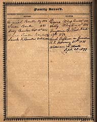 Family Records page - Deaths